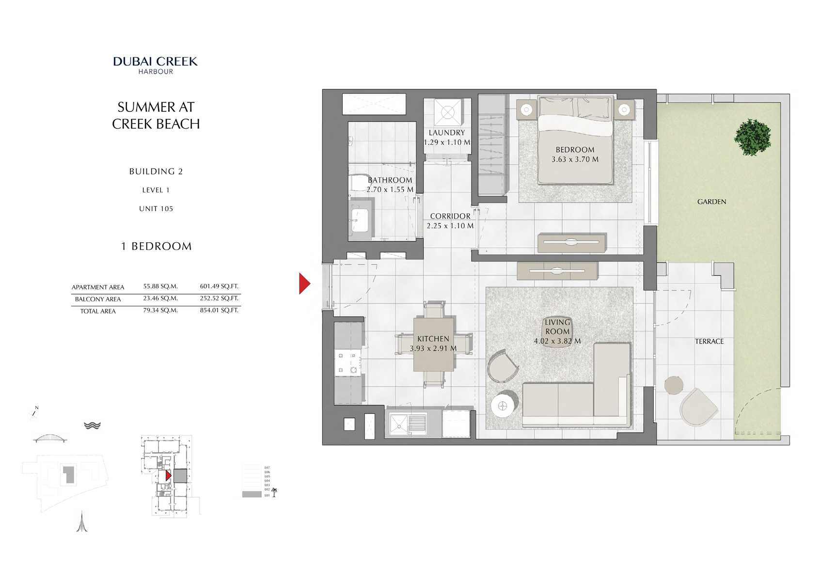 1 Br Building 2 Level 1 Unit 105, Size 854 Sq Ft